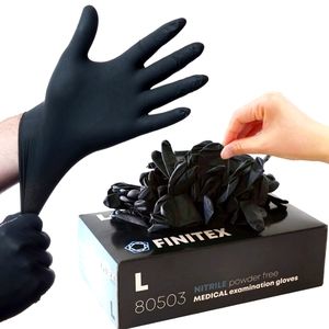 Guantes  FINITEX negros de nitrile de 5mil
